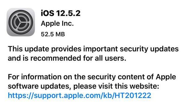忻府苹果手机维修分享iOS12.5.2发布，建议所有老苹果用户安装 